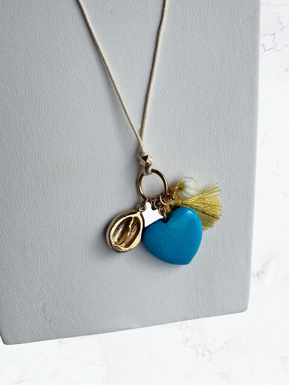 J. Jill Blue Heart Pendant with Yellow Tassel Necklace - Picture 2 of 3